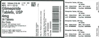 Label 4mg 30ct (Label Glimepiride Tabs 4mg Bpi(10544 219 30) Dr Reddys(55111 322 05) Rev2)